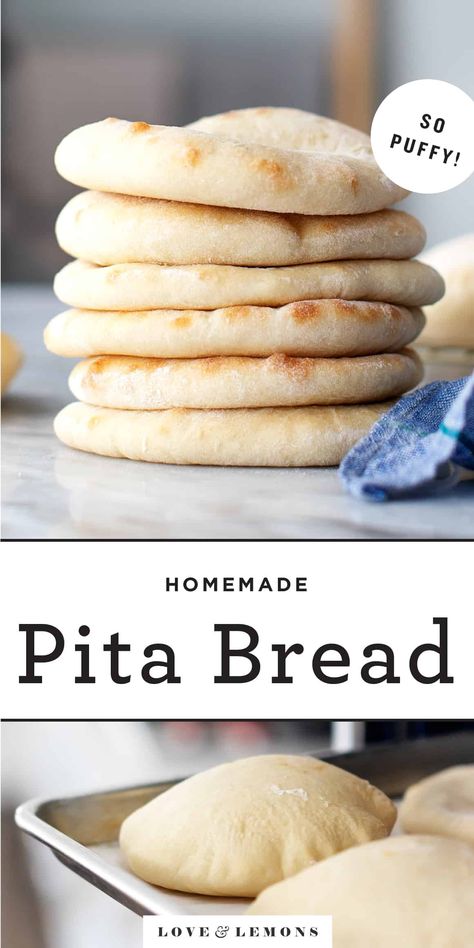 Homemade Pita Bread Recipe - Love and Lemons Pane Pita, Homemade Pita, Homemade Pita Bread, Pita Bread Recipe, Pain Pita, Pita Bread, Bread Recipes Homemade, Bread Dough, How To Make Bread