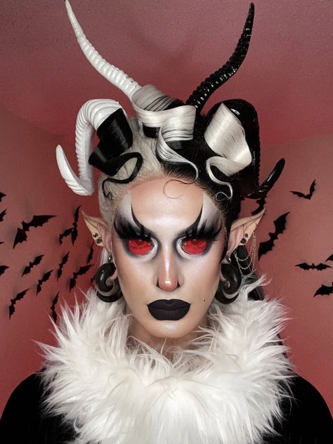 Krampus Makeup, Moth Costume, Iridescent Eyeshadow, White Moth, Drag Queen Outfits, Drag Queen Makeup, Drag Makeup, Princess Bride, Goth Aesthetic