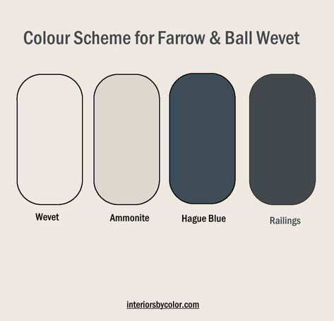 Wevet Farrow And Ball Living Rooms, Farrow And Ball 2023 Color Trends, Farrow And Ball Color Schemes, Wevet Farrow And Ball, Farrow Ball Wevet, Farrow And Ball Wevet, Farrow And Ball Colour Schemes, Hague Blue Farrow And Ball, All White Farrow And Ball