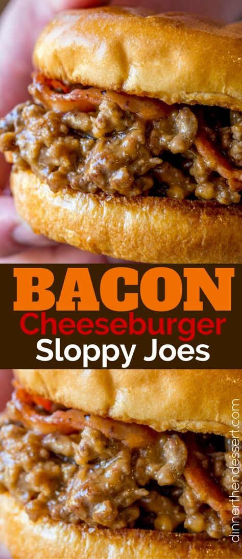 We loved these Bacon Cheeseburger Sloppy Joes so much we made them again the next day! Comfort Food Ground Beef Recipes, Easy Dinner Recipes For Big Family Cheap, Night Before Lunch Ideas, Dinner Recipes With Hamburger Buns, Bacon And Hamburger Recipes, Ground Hamburger Recipes, Bacon Cheeseburger Sloppy Joes, Sloppy Joes Dinner, Cheeseburger Sloppy Joes