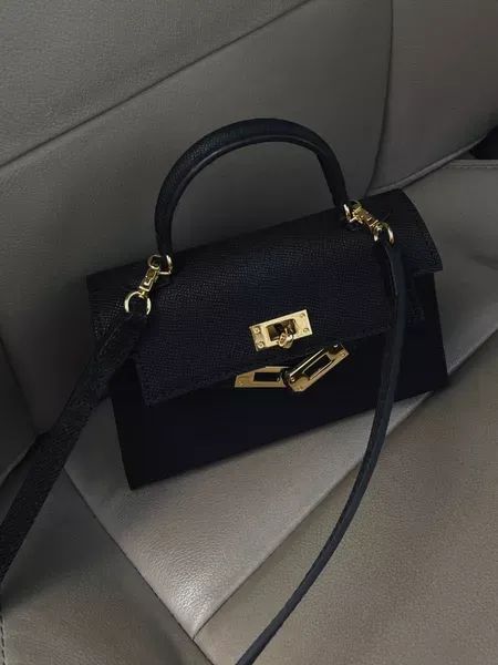 Black and gold mini bag | Ashley Robertson | Lily & Bean Hettie Mini Bag - black bag, crossbody bag, shoulder bag Lily And Bean Hettie Mini Bag, Sparkly Jewelry, Dainty Gold Rings, Bags Aesthetic, Gold Accessories, Mini Handbags, Small Pouches, Mini Tote, Black Bag