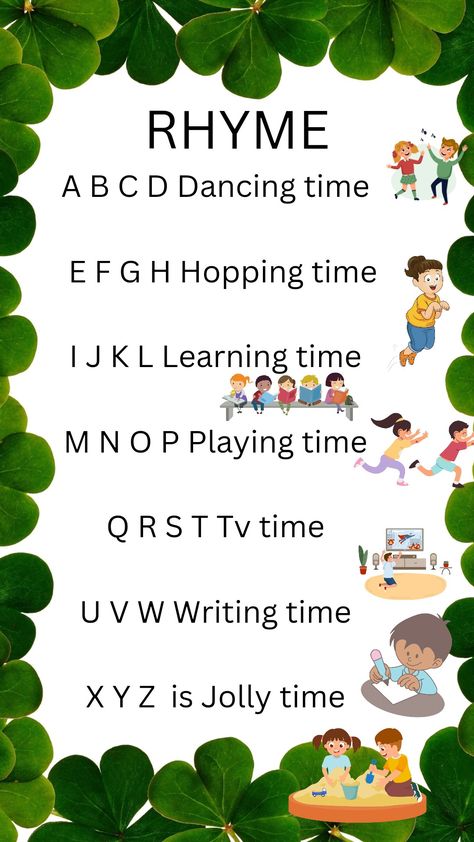 ABCD rhyme for nursery kids New Rhymes For Kindergarten, English Nursery Rhymes, English Rhymes For Nursery, Easy Rhymes For Kindergarten, Nursery Poems Kids Songs, English Rhymes For Kids Kindergarten, English Rhymes For Class 1, Activity For Nursery Kids, Rhymes For Kids Preschool