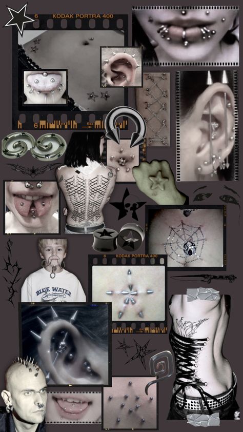 body mods 😌 #piercings #jewelry #bodymods #blackandwhite #tattoo #blackaesthetic #dark #darkaesthestic #bodypositivity #halloween #alt #alternative #crazy Crazy Piercings Body Mods, Cool Body Modifications, Cool Body Mods, Body Mods Aesthetic, Body Mods Extreme, Piercing Map, Piercings Alt, Piercing Setup, Alt Piercings