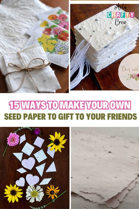 Learn how to make DIY seed paper from any of these tutorials. Perfect for making greeting cards that are a unique and eco-friendly gift. We have included a short description, material list, and direct link to the project. Projects curated by ArtyCraftyCrew. Diy Paper Seed Cards, Diy Eco Friendly Gifts, Diy Seed Envelopes, Paper Making Ideas, How To Make Your Own Paper, Seed Paper Diy, Seed Gifts, Flower Seed Gifts, Diy Seed Packets