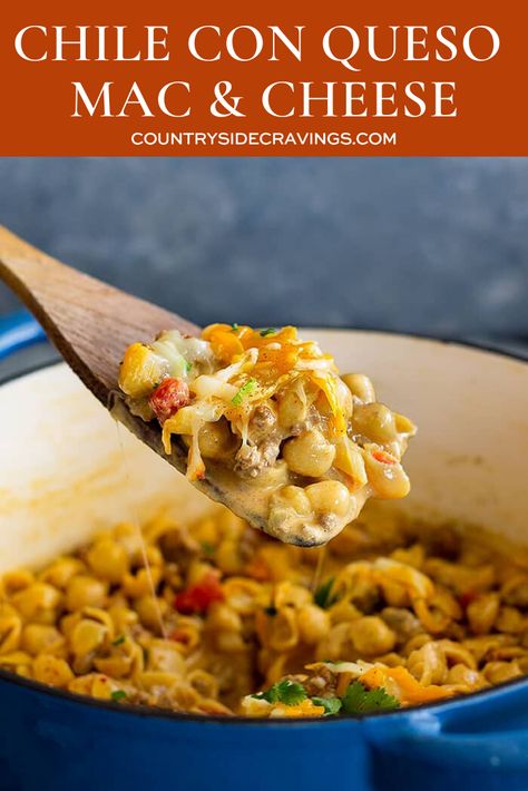 Queso Mac And Cheese Crock Pot, Queso Chicken Mac And Cheese Crockpot, Chicken Queso Mac And Cheese, Chorizo Queso Mac And Cheese, Queso Mac And Cheese Recipes, Queso Blanco Mac And Cheese, Queso Mac And Cheese, Recipes Using Ground Beef, Easy Mac N Cheese