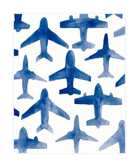 Travel Airplane Watercolor, Aviation Decor, Airplane Art, Big Boy Room, Water Painting, Watercolor Inspiration, Art Nursery, Decor Nursery, Watercolor Cards