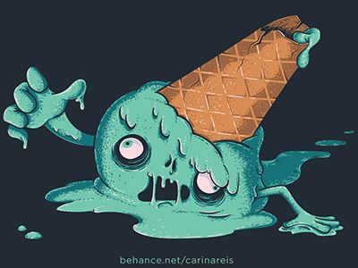 Zombie Ice Cream by Carina Reis Zombie Ice Cream, Zombie Food, Monster Ice Cream, Halloween Ice Cream, Desserts Drawing, Cute Monsters Drawings, Ice Cream Art, Drip Art, Doodle Characters