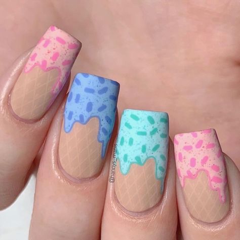 Cream Nail Art, Ice Cream Nails, Cream Nails, Nail Stamping Plates, Nail Art Videos, Pretty Nail Art, Short Acrylic Nails Designs, Yummy Yummy, Beautiful Nail Art