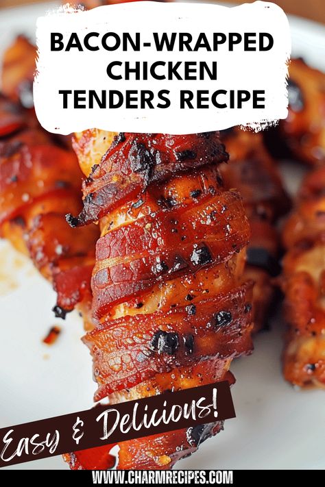 Enjoy these delicious Bacon-Wrapped Chicken Tenders that are perfect for any dinner occasion. The combination of juicy chicken and crispy bacon creates a flavor explosion that everyone will love. The dish is easy to prepare and great for weeknight meals or entertaining guests. Serve these tenders with your favorite dipping sauce for an incredible treat. If you're looking to impress at your next gathering, these bacon-wrapped chicken bites are a sure hit. Try them out and delight your taste buds today! Chicken Tender Wrapped In Bacon, Bacon Wrapped Chicken Nuggets, Bacon Wrapped Chicken Tenders Oven, Bacon Wrapped Chicken Tenders Grilled, Easy Bacon Wrapped Chicken, Bacon Wrap Chicken Tenders, Baked Bacon Wrapped Chicken Tenders, Keto Bacon Wrapped Chicken Tenders, Bacon Wrapped Chicken Tenderloins