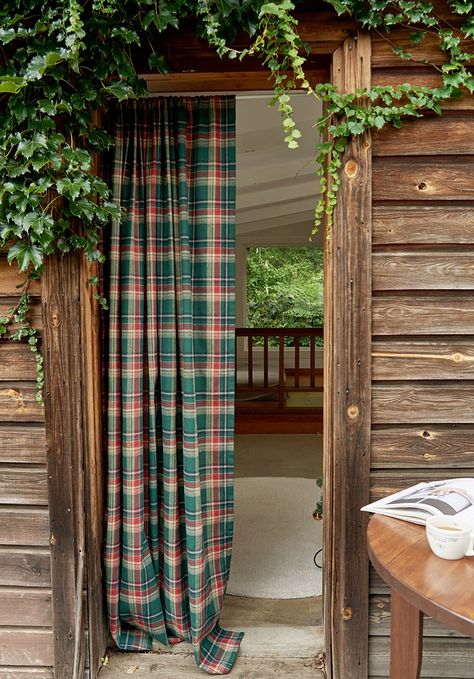 Set of 2 Modern Vintage Farmhouse Tartan Plaid Curtains Green Gingham Curtains Black Watch Check Panels Green Holiday Plaid Curtain Panels Green Gingham Curtains, Etsy Curtains, Tartan Curtains, Tartan Decor, Cabin Curtains, One Room Cabin, Gingham Curtains, Curtains Green, House Window Design