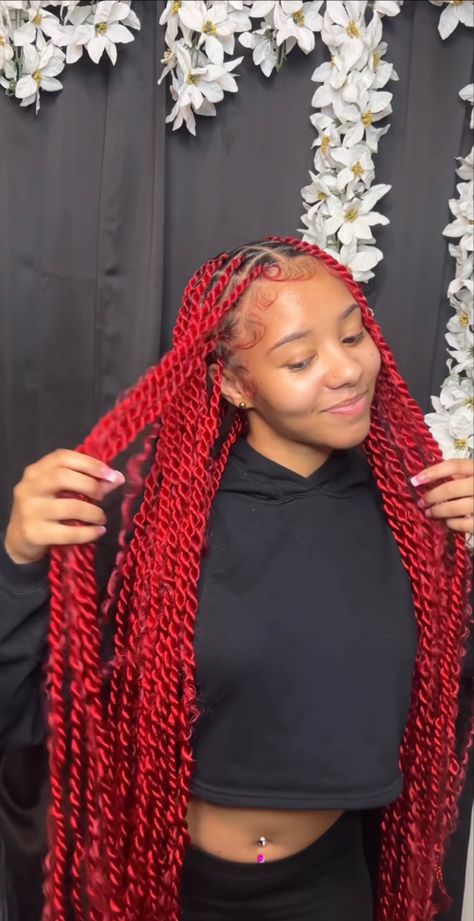 Braided Hairstyles Pictures, Red Braids For Black Women, Braids Red Hair, Red Hair Braids, Big Twist Braids Hairstyles, Red Hair Styles, Braids Pigtails, Braids Red, Red Braids