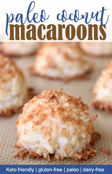 Healthy Coconut Macaroons are the ultimate guilt-free dessert!  These paleo macaroons are loaded with toasted coconut and sweetened with just a hint of maple syrup.  These are a family favorite cookie for good reason!  Plus they are dairy-free, gluten-free, paleo, and keto friendly!  #feedthemwisely #coconutmacaroon #paleodessert Paleo Coconut Macaroons, Dessert Coconut, Delicious Holiday Desserts, Coconut Macaroon, Coconut Macaroons Recipe, Snack Healthy, Paleo Cookies, Macaroon Recipes, Dessert Party