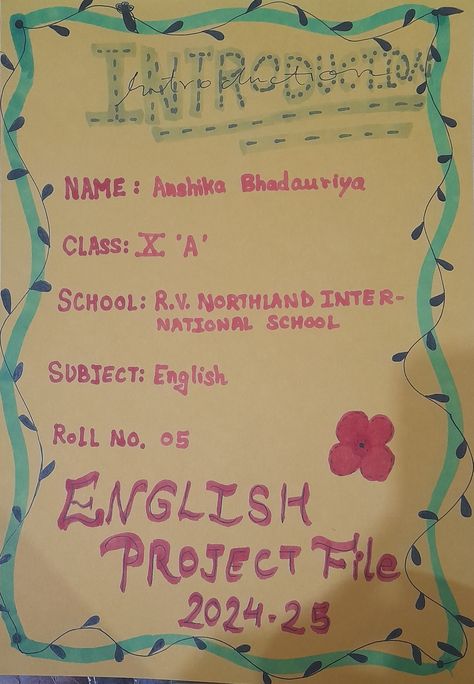 Intro Page Design For School Project, Introduction Page For Project Name, Introduction Page For Project File, Introduction Page Of Project File, First Page Of Project Hindi, Introduction Page For Project, Self Introduction, Book Cover Page Design, Introduction Page