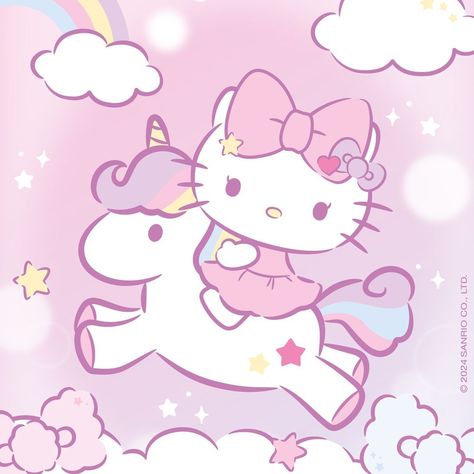 Hello Kitty & Friends | Hello Kitty riding a unicorn? Say no more! 🦄💖 | Instagram Unicorn Icon, Cutie Cat-chan, Riding A Unicorn, Hello Sanrio, Hello Kitty Photos, Hello Kitty Colouring Pages, Kitty Coloring, Hello Kitty Themes, Hello Kitty Friends