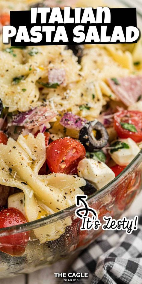 Summer Pasta Salad Recipes Cold, Pasta Salad With Feta Cheese, Zesty Italian Pasta Salad, Zesty Pasta Salad, Cherry Tomatoes Feta, Chicken Caesar Pasta, Easy Italian Pasta Salad, Summer Pasta Salad Recipes, Feta Pasta Salad