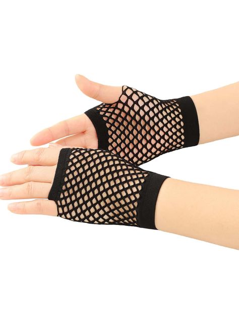 1pair Black Short Fishnet Gloves Cut Out Mesh Fingerless Gloves Punk Style Net Gloves For Nightclub PartyI discovered amazing products on SHEIN.com, come check them out! Black Fishnet Gloves, Fishnet Gloves Aesthetic, Emo Gloves, Net Gloves, Fishnet Outfit, Mal Descendants, Fishnet Gloves, Mesh Gloves, Short Gloves