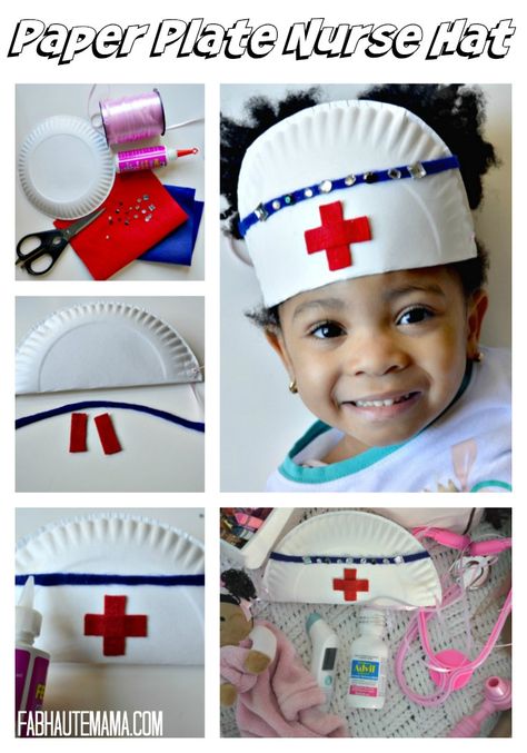 Doctor Hat Craft, Nurse Hat Craft, Nurse Crafts For Kids, Hospital Craft, Doctor Craft, Community Helpers Preschool Crafts, Community Helpers Crafts, Sick Toddler, Nurse Crafts