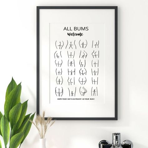 All Bums Welcome Print, Bathroom Funny Art, Danish Bathroom, Quirky Bathroom Decor, Bathroom Decor Wall Art, Quirky Bathroom, Bathroom Decor Wall, Bathroom Wall Decor Art, Trendy Art Prints