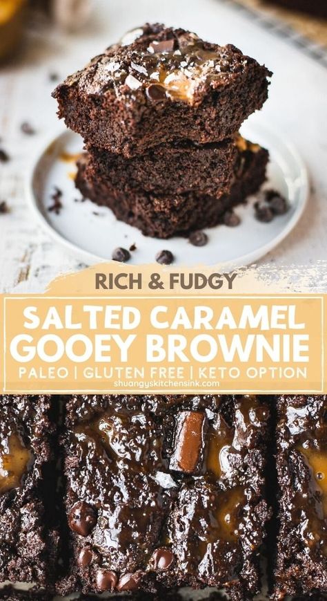 Caramel Fudge Brownies, Caramel Brownies Recipe, Chocolate Caramel Brownies, Paleo Brownies, Brownie Recipes Healthy, Salted Caramel Fudge, Salted Caramel Brownies, Chocolate Fudge Brownies, Caramel Fudge