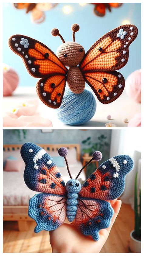 Crochet Butterfly Amigurumi Free Pattern Butterfly Crochet Patterns Free, Bug Amigurumi Free Pattern, Amigurumi Butterfly Free Pattern, Butterfly Amigurumi Free Pattern, Butterfly Crochet Pattern Free, Butterfly Amigurumi, Butterfly Crochet Pattern, Crochet Butterfly Free Pattern, Crochet Bird Patterns