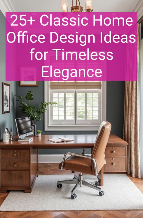 25+ Classic Home Office Design Ideas for Timeless Elegance Transitional Home Office Design, Small Executive Office Design, Elegant Office Design, Classic Home Office, Office Inspiration Workspaces, Modern Home Office Design, Executive Office Design, Ceo Office, Home Office Design Ideas