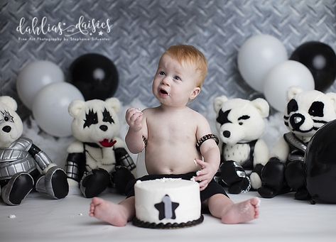 Dallas KISS cake smash photogrpaher Rock N Roll Smash Cake, Rock Baby Clothes, Rock And Roll Birthday, Rockstar Birthday, Rockstar Birthday Party, Smash Cakes, 1st Birthday Cake Smash, Baby Boy First Birthday, Rock Baby