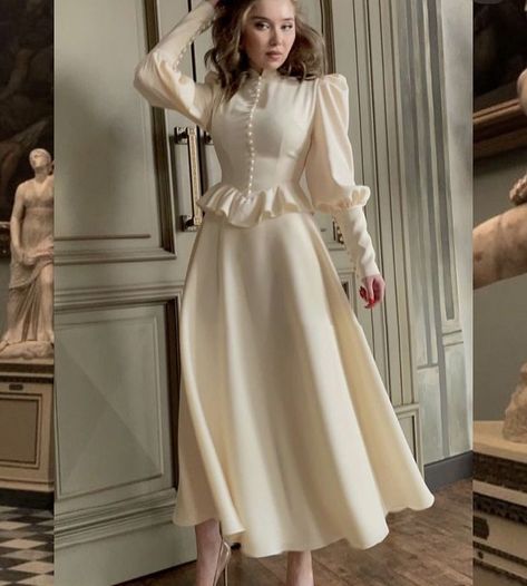 50th Style 1950s, Modest Dresses Casual Classy, Tulle Sleeve Dress, Korean Fashion Outfits, Old Fashion Dresses, Women Dresses Classy, Modest Dresses Casual, Elegant Dresses Classy, Muslimah Fashion Outfits