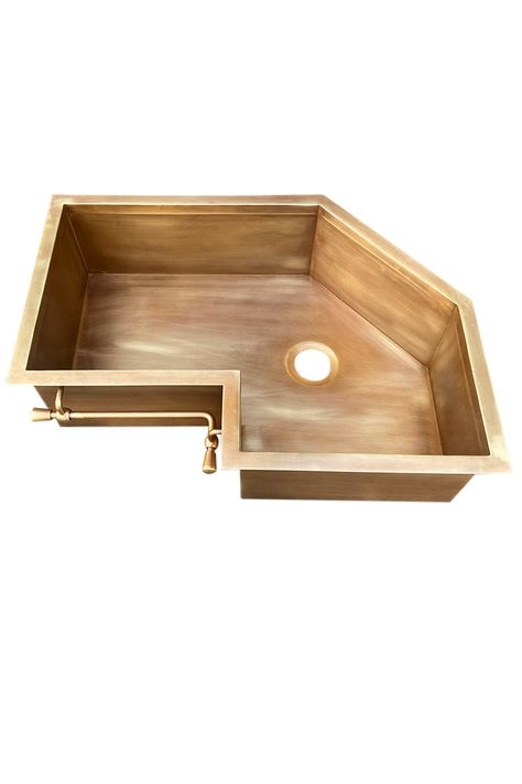 2mm/14gauge brass aged brush Corner sinks. Design with a tower bar. Can be customizd based on customer request even in material, patina and dimension. Sink With Towel Bar, Kitchen Sink Corner, Corner Kitchen Sink Ideas, Sinks Design, Gold Kitchen Sink, Sink Workstation, Corner Sinks, Butterfly Bar, Butterfly Kitchen