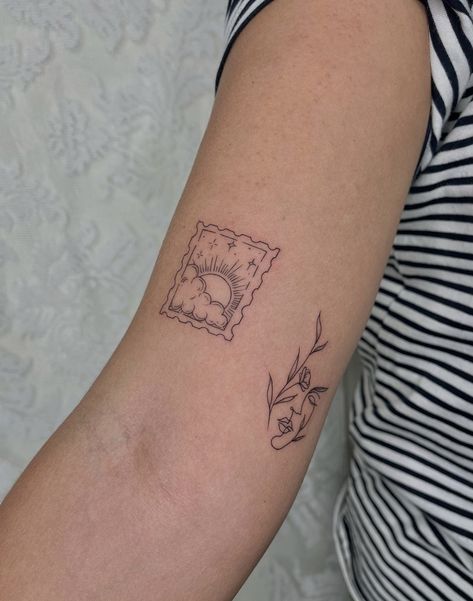 Cool Ear Tattoos, Maching Tattoos, Small Girly Tattoos, Minimalist Tattoo Ideas, Ear Tattoo Ideas, Ear Tattoos, Petite Tattoos, Sun Tattoos, Getting A Tattoo