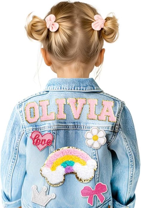 Made from quality cotton initiative fibers, this toddler jean jacket offers durability and softness. The fabric remains comfortable, fade-resistant, and wrinkle-free even after multiple washes, ensuring it looks great over time. Denim Patch Jacket, Kids Jeans Jacket, Back To School Clothes, Kids Denim Jacket, Girls Back, Outfits For Girls, Patch Jacket, Denim Jacket Patches, Toddler Jeans