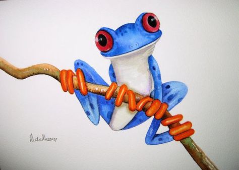 Tree Frog Painting, Watercolour Tree, Frog Painting, Frog Pictures, Frog Tattoos, Frog Drawing, Frog Gifts, Watercolor Tree, Frog Art