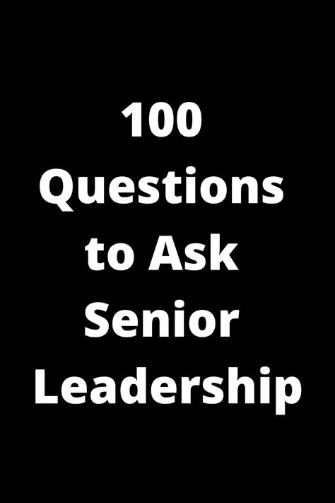 Discover 100 insightful questions to ask senior leadership and gain valuable insights into their vision, strategies and decision-making process. Engage in meaningful conversations with executives to foster professional growth and build strong relationships in the workplace. Download your copy now! Insightful Questions, Senior Leadership, 100 Questions To Ask, Executive Leadership, 100 Questions, Leadership Qualities, Life Questions, Women In Leadership, Leadership Training