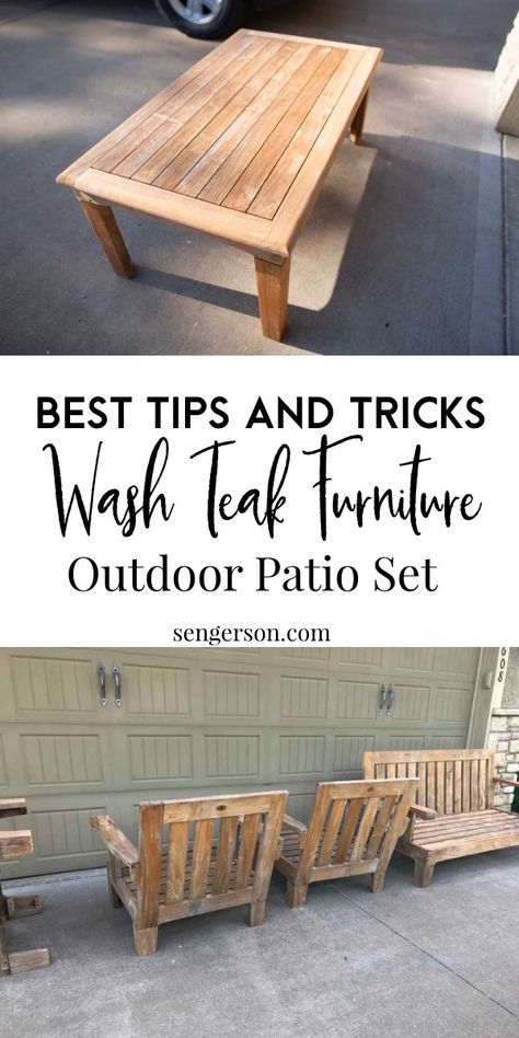 How to Pressure Wash Teak Outdoor Patio Furniture - Best Tips and Tricks How To Restore Teak Outdoor Furniture, Restoring Teak Outdoor Furniture, Teak Patio Furniture Ideas, Teak Wood Decor, Wooden Patio Furniture, Barley Risotto, Furniture Cleaning, Restore Wood, Power Wash