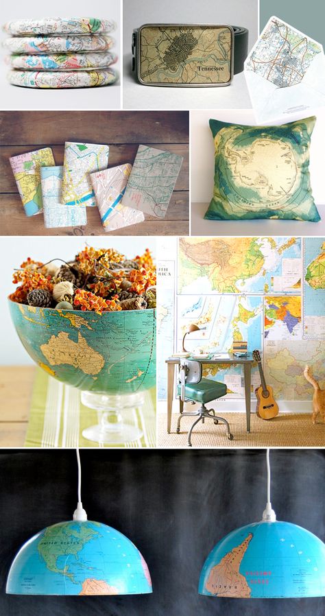 Decorating With Maps, Map Crafts, Map Projects, A Globe, Map Globe, Map Decor, Upcycled Crafts, Décor Diy, Vintage Maps