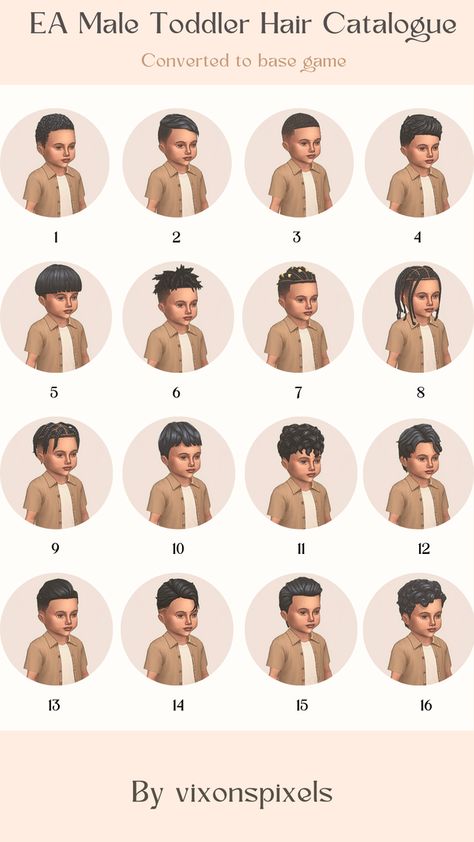 EA Male Toddler Hair Catalogue | Patreon Sims 4 Cc Hair Kids Boy, Sims 4 Cc Patreon Hair Male, Ts4 Cc Hair Men, Ts4 Male Hair, Toddler Hair Sims 4, Sims 4 Curly Hair, Toddler Cc Sims 4, Toddler Hairstyles Boy, Sims 4 Hair Male