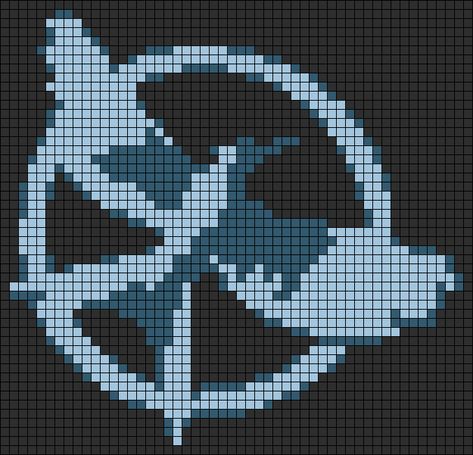 Alpha pattern #167645 | BraceletBook Hunger Games Pixel Art, Percy Jackson Pixel Art, Hunger Games Crochet, Peeta Mellark Catching Fire, Hunger Games Symbol, Simple Alpha Patterns, Mockingjay Symbol, Pixel Grid, Bracelet Book