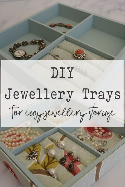 3 Beautiful Ways To Decorate DIY Jewellery Trays | Windmill & Protea Diy Jewelry Tray Organizer, Diy Jewellery Organiser, Diy Jewellery Box Ideas, Simple Diy Crafts, Diy Jewelry Tray, Jewellery Organisation, Armoire Diy, Crafts To Try, Jewelry Organizer Drawer