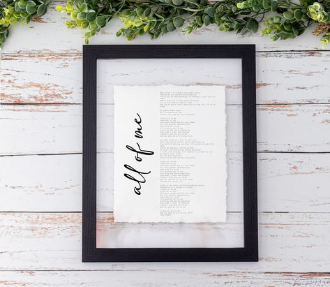 Framed Lyrics, Speech Wedding, Favorite Song Lyrics, First Anniversary Paper, Wedding Song Lyrics, Textured Watercolor, Song Lyric Print, Personalized Grandma Gifts, Art Christmas Gifts