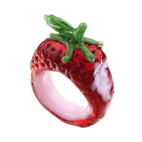 Strawberry Ring, Fashion Process, Mushroom Ring, Book Baskets, Book Necklace, Glass Ring, Bon Bon, Glass Rings, Art Clothes