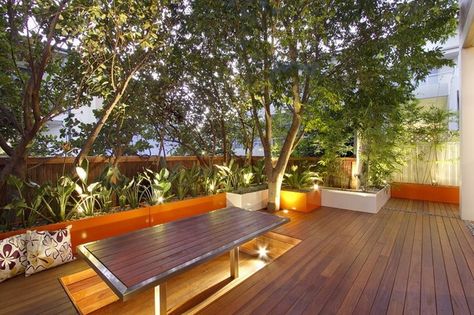 The 2011 winner of the Alan Correy Award for Design Excellence, by Valley Garden Landscapes. Roof Terrace Garden, Sunken Seating, Garden Decks, Deck Seating, Rags To Riches, Terrace Garden Design, Retractable Pergola, Rooftop Design, Pergola Attached To House