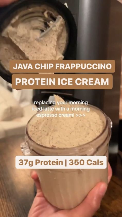 Ninja Creami Recipes | High Protein | Healthy | JAVA CHIP FRAPPUCCINO ICE CREAM 350 Calories | 37g Protein By @superduperegina 💪 Ingredients: 2 shots Espresso 1 scoop Vanilla Protein … | Instagram Ninja Cremi Fairlife, Ninja Creami Ice Cream Recipes Healthy Protein, Ninja Creami Fairlife Protein Ice Cream, Ninja Creami Shake Recipes, Ninja Creami Frappuccino Recipe, Ninja Cremini Ice Cream Protein, Healthy Ninja Creami Breakfast, Ninja Creami Recipes With Premier Protein Shakes, Premier Protein Drink Recipes