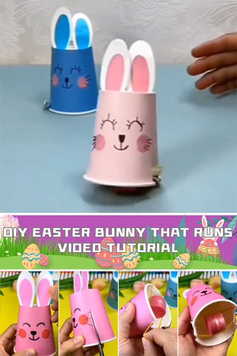 DIY Easter Bunny that Runs Running Bunny Craft, Paper Roll Bunny, Running Bunny, Diy Easter Bunny, Recycling For Kids, Rabbit Crafts, Easter Bunny Crafts, Art Camp, Virtual School