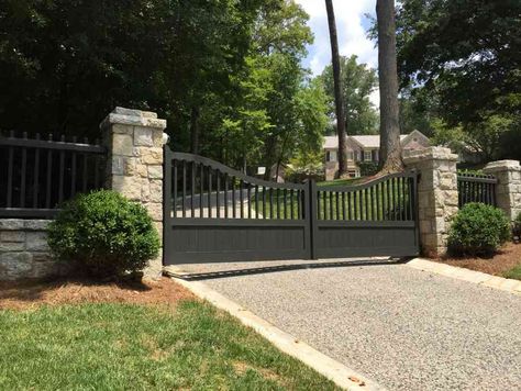 Electronic Gates - Allied Fence Farm Gates Entrance, Driveway Entrance Landscaping, Farm Entrance, Estate Gates, Wood Fences, Driveway Entrance, Farm Gate, Custom Gates, Entrance Gates Design