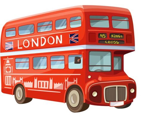 Bus Clipart, Bus Drawing, Bus Cartoon, British Party, London Drawing, English Day, London Theme, Decker Bus, Red Bus