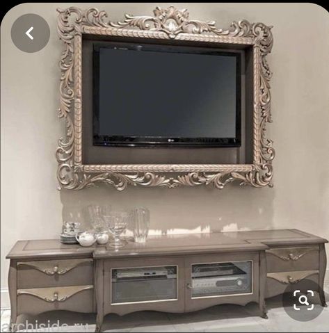 Frame Around Tv, Set Meja Makan, Modern Tv Wall, Flat Screen Tv, Shabby Chic Frames, Tv Frame, Tv Wall Design, Tv Decor, Led Tv