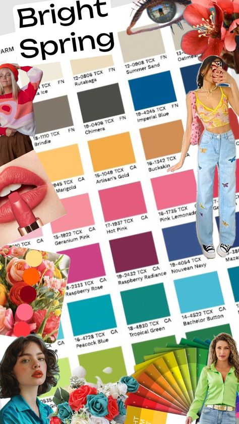 #brightspring Bright Spring Office Wardrobe, Bright Spring Colour Palette Outfits, Bright Spring Celebrities, Bright Spring Color Palette Outfit, Bright Spring Clothes, Spring Pantone, True Spring, Bachelor Buttons, Clear Spring