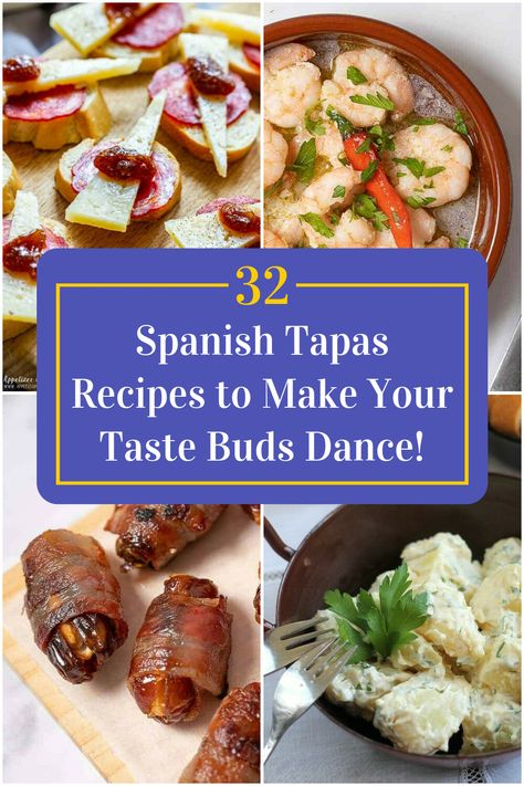 Collage of 4 spanish tapas recipes. Mediterranean Tapas Recipes, Best Tapas Recipes, Spanish Appetizers Tapas Party, Easy Tapas Recipes, Seminar Ideas, Spanish Tapas Recipes, Tapas Party, Spanish Appetizers, Best Tapas