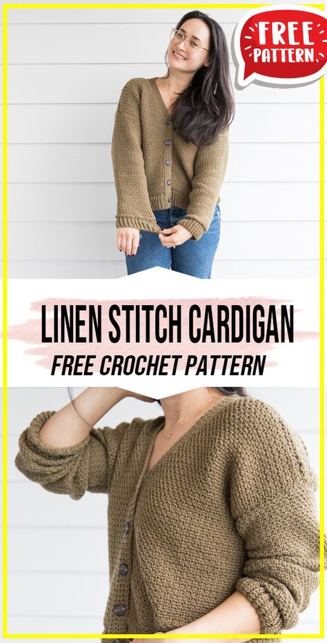 crochet Linen Stitch Cardigan free pattern - FREE Crochet Linen Stitch Cardigan Pattern for Beginners. Click to Get the Pattern #Cardigan #crochet #crochetpattern
 via @shareapattern.com Wrapped In Tiny Chains Cardigan Pattern, Modern Crochet Cardigan, Free Crochet Cardigan Patterns Easy, Free Cardigan Crochet Pattern, Easy Crochet Cardigan Pattern Free, Crochet Linen Stitch, Blanket Cardigan Pattern, Chunky Cardigan Pattern, Linen Stitch Crochet