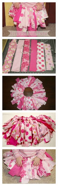 Scrap Fabric Tutu Tutorial - easy tutorial for a fantastic homemade gift idea | The Happy Housewife Rag Skirt, Homemade Gift Idea, Diy Tutus, Tutu Tutorial, Fabric Tutu, Diy Tutu, Scrap Fabric, Tutus For Girls, Baby Crafts