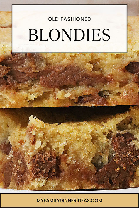 the best Blondies recipe. Blonde Brownie Recipes Homemade, Recipe For Blonde Brownies, Chocolate Chip Blondies Recipe Classic, Maple Blondies Recipe, Blondies Recipe Classic, Blond Brownies Recipe, Easy Desserts For Two, Blond Brownies, Best Blondies